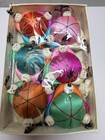 Vintage Nib Chinese Satin Pin Cushions Set Of 6 W  Box Multicolor Sewing Cute