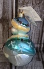 Christopher Radko 1998 Jolly Wrap Jr Snowman Glass Christmas Ornament Vintage