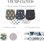 5-pack Baby Burp Cloths - Soft Absorbent   Neutral Burp Cloths - Contoured Shoul