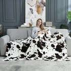  Cow Print Throw Blanket Non Shedding Milkyplush Kids  40  X 50   Black Brown
