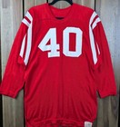 Spanjian Vintage 50s 60s Durene Long Sleeve Red Football Jersey Number 40 Large