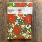Christmas Poinsettia Plastic Tablecloth With Flannel Back 52 X 70 Inch Red Gold