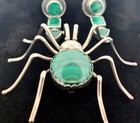 Vintage Native American By Evelyn Spencer  Navajo Sterling Malachite Set  Spider