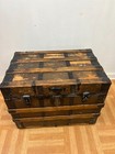 Vintage Wood Steamer Trunk Chest Coffee Table Storage Box Antique Decor Brown Pa
