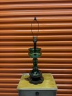 Vintage Green Glass Table Lamp Shaded Design Metal Base Art Deco 