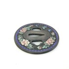 Cloisonne Copper Tsuba Sword Decor Blue 7cm Used Green Patina