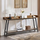 Extra Long Console Table Industrial Sofa Table W  Charging Station storage Shelf