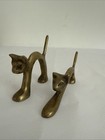 Vintage Mcm Modernist Brass Cat Figurines Metal Sculptures - Hagenauer Style
