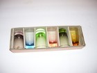 Vintage Multi Color Mcm Art Glass Shot Set Original Box Nos