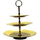 Three Tier Brass Colored Aluminum Mcm Decorative Dessert Cake Appetizer Stand