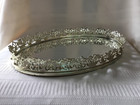 Vntg Gold Tone Filigree Ornate Open Metalwork Oval Mirrored Vanity Dresser Tray