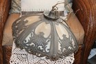 18  Antique Vintage Bradley Hubbard Slag Glass Panel Ceiling Light Chandelier