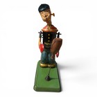 Vintage 1932 J Chein Popeye Boxing Bag Puncher Wind Up Boxer Tin Litho Toy Read