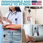 Rigid Id Badge Holder W retractable Reel Clip  clear  2 Pack   Horizontal Or Ver