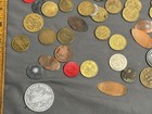 Huge Lot Vtg Brass Wood Plastic Good For Token Coin Wooden Nickel Tax Gaming War