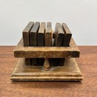 Vintage Wooden Coaster Set Of 6 With Holder Mid-century Rustic Barware Cork-back