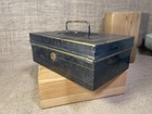 Antique Black Cash   Document Storage Lock Box Early 1900 s Toleware  Strong Box