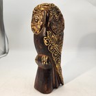 Lechuza Mexican Folk Art Wood Owl Sculpture Mosaic Totem Handmade 8  Gold Leaf 