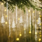 24 Pcs Crystal Icicle Christmas Tree Ornaments 3 Styles Clear