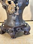 Antique Chinese Soapstone Carved Roses Birds Floral Vase Lamp Large Ornate Art