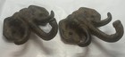 Elephant Head     vintage Cast Iron Wall Hooks 2 Brown Nice Looking 