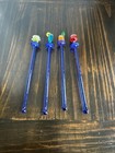 Lot Of 4 Glass Cocktail Drinks Swizzle Stir Sticks