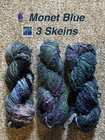 3 Skeins Lot Hand Dyed Wool Flowers Loop Boucle Monet Blue Van Gogh Green 300g
