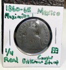 1865 Mexico Quartillo 1 4 Real Coin - Unknown Counterstamped Chopmark - Cool   