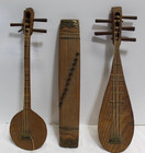 Lot Of 3 Vintage Miniature String Instruments Wood Mini Replicas Thai Handmade