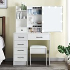 10 Led Lighted Sliding Mirror Vanity Makeup Table Dressing Desk Set W  Stool Us