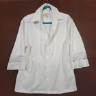 Vintage Iolani Beau Tiki White Hawaiian Wedding Shirt 100  Polyester Lace Size L