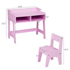 Kids Study Desk And Chair Set Pink Wooden Toddler Learning Table Storage Bedroom