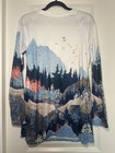 Womens Wilderness Mountain Print Blouse Top T Shirt Long Sleeve Outdoors Size L
