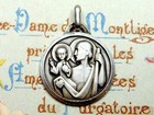 Saint Christopher And Jesus  Antique Religious Silver Pendant  Large Medal 