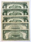 5 Pc Odd Lot  2- 5 Red   Blue Seals Starts 1928 Vf Conditions Value Priced