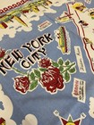 Vintage New York City Cotton Tablecloth 50s 60s Souvenir Map Landmarks
