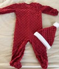 Le Top Santa Claus Baby Fleece Footed Coverall   Hat 6-9 Months Red 2pc