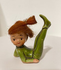 Vintage 1950s Japan Ceramic Green Pixie Elf Figurine