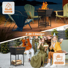 2 In 1 Wood Burning Fire Pit With Grill  24 Inch Square Outdoor Firepit For Outs
