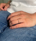 14k Solid Gold Natural Diamond Band Dainty Graduated Minimal Stackable Ring