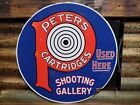 Vintage Peters Cartridges Porcelain Sign Flange Gun Ammo Rifle Shooting Gallery