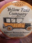 Vintage  Advertising Pocket Mirror Yellow Taxi Co Automobile Graphics 3 5  W