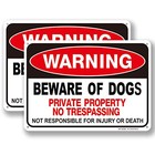 Beware Of Dog Sign Private Property No Trespassing Dog Warning Signs Aluminum