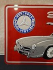 Mercedes Benz 300 Sl Gullwing Metal Tin  Sign W logo Silver   Blue On Red 12 5 