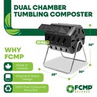 Fcmp Outdoor 37 Gallon Elevated Dual Chamber Tumbling Garden Composter Bin black