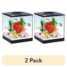 Mini Plastic Aquarium Fish Tank 0 75 Gallon With Lid   Feeding Door 2 Pack