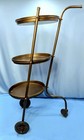 Vintage 3 Tier Rolling Kitchen Cart Bar Plant Stand 12  Round Metal 35  Shelf