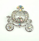 Ab Rhinestone Pumpkin Cart Brooch For Women Fairy Tale Party Pin For Gift