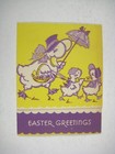 Card Easter Day 1949 Used Anthropomorphic Duck Basket Family Bonnet Walking Torn