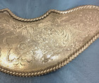 Vintage Corner Plate Alpaca Silver Mexico Floral Rope Edge For Western Saddle